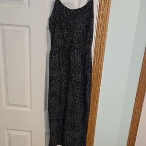 Elegant Black Leopard Print Maxi Dress